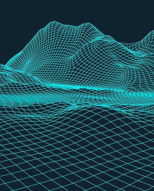 3D Wireframe Terrain Wide Angle EPS10